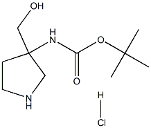 tert-butyl N-[3-(hydroxymethyl)pyrrolidin-3-yl]carbamate hydrochloride Struktur