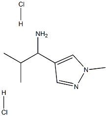 2-methyl-1-(1-methyl-1H-pyrazol-4-yl)propan-1-amine dihydrochloride Struktur