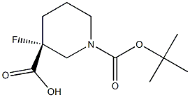 (R)-1-(tert-butoxycarbonyl)-3-fluoropiperidine-3-carboxylic acid Struktur