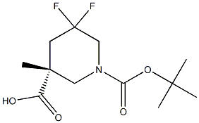 1-(tert-butyl) 3-methyl (R)-5,5-difluoropiperidine-1,3-dicarboxylate Struktur