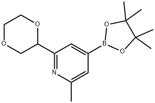 2-(1,4-dioxan-2-yl)-6-methyl-4-(4,4,5,5-tetramethyl-1,3,2-dioxaborolan-2-yl)pyridine Struktur