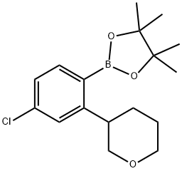 2-(4-chloro-2-(tetrahydro-2H-pyran-3-yl)phenyl)-4,4,5,5-tetramethyl-1,3,2-dioxaborolane Struktur