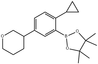 2-(2-cyclopropyl-5-(tetrahydro-2H-pyran-3-yl)phenyl)-4,4,5,5-tetramethyl-1,3,2-dioxaborolane Struktur