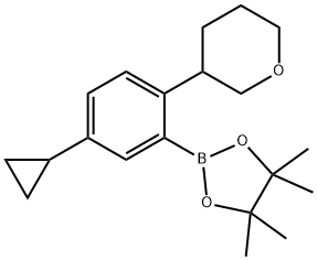 2-(5-cyclopropyl-2-(tetrahydro-2H-pyran-3-yl)phenyl)-4,4,5,5-tetramethyl-1,3,2-dioxaborolane Struktur