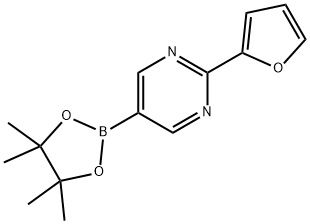 2-(furan-2-yl)-5-(4,4,5,5-tetramethyl-1,3,2-dioxaborolan-2-yl)pyrimidine Struktur