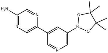 5-(5-Aminopyrazin-2-yl)pyridine-3-boronic acid pinacol ester Struktur