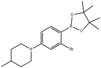 2-Bromo-4-(4-methylpiperidin-1-yl)phenylboronic acid pinacol ester Struktur