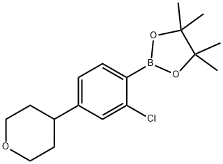 2-(2-chloro-4-(tetrahydro-2H-pyran-4-yl)phenyl)-4,4,5,5-tetramethyl-1,3,2-dioxaborolane Struktur