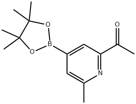 1-(6-methyl-4-(4,4,5,5-tetramethyl-1,3,2-dioxaborolan-2-yl)pyridin-2-yl)ethan-1-one Struktur