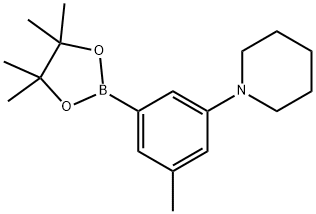 1-(3-methyl-5-(4,4,5,5-tetramethyl-1,3,2-dioxaborolan-2-yl)phenyl)piperidine Struktur