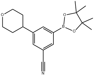 3-Cyano-5-(oxan-4-yl)phenylboronic acid pinacol ester Struktur