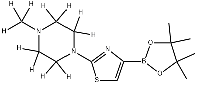 2-(4-(methyl-d3)piperazin-1-yl-2,2,3,3,5,5,6,6-d8)-4-(4,4,5,5-tetramethyl-1,3,2-dioxaborolan-2-yl)thiazole Struktur