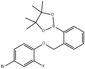 2-(2-((4-bromo-2-fluorophenoxy)methyl)phenyl)-4,4,5,5-tetramethyl-1,3,2-dioxaborolane Struktur