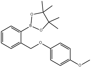 2-(2-((4-methoxyphenoxy)methyl)phenyl)-4,4,5,5-tetramethyl-1,3,2-dioxaborolane Struktur