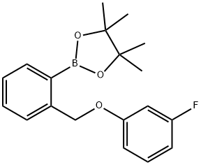 2-(2-((3-fluorophenoxy)methyl)phenyl)-4,4,5,5-tetramethyl-1,3,2-dioxaborolane Struktur