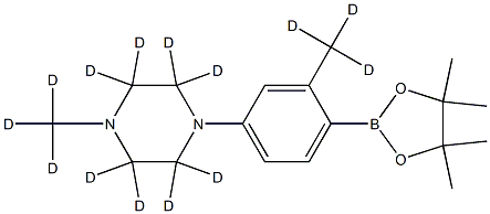 1-(methyl-d3)-4-(3-(methyl-d3)-4-(4,4,5,5-tetramethyl-1,3,2-dioxaborolan-2-yl)phenyl)piperazine-2,2,3,3,5,5,6,6-d8 Struktur