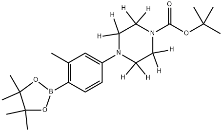 tert-butyl 4-(3-methyl-4-(4,4,5,5-tetramethyl-1,3,2-dioxaborolan-2-yl)phenyl)piperazine-1-carboxylate-2,2,3,3,5,5,6,6-d8 Struktur