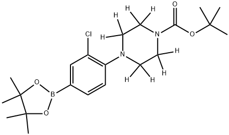 tert-butyl 4-(2-chloro-4-(4,4,5,5-tetramethyl-1,3,2-dioxaborolan-2-yl)phenyl)piperazine-1-carboxylate-2,2,3,3,5,5,6,6-d8 Struktur