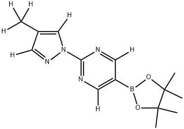 2-(4-(methyl-d3)-1H-pyrazol-1-yl-3,5-d2)-5-(4,4,5,5-tetramethyl-1,3,2-dioxaborolan-2-yl)pyrimidine-4,6-d2 Struktur