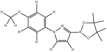 1-(4-(methoxy-d3)phenyl-2,3,5,6-d4)-3-(4,4,5,5-tetramethyl-1,3,2-dioxaborolan-2-yl)-1H-pyrazole-4,5-d2 Struktur