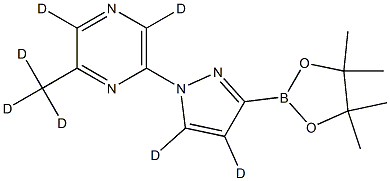 2-(methyl-d3)-6-(3-(4,4,5,5-tetramethyl-1,3,2-dioxaborolan-2-yl)-1H-pyrazol-1-yl-4,5-d2)pyrazine-3,5-d2 Struktur