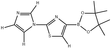 2-(1H-imidazol-1-yl-d3)-4-(4,4,5,5-tetramethyl-1,3,2-dioxaborolan-2-yl)thiazole-5-d Struktur