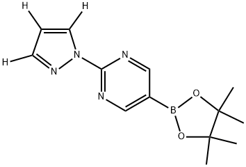 2-(1H-pyrazol-1-yl-d3)-5-(4,4,5,5-tetramethyl-1,3,2-dioxaborolan-2-yl)pyrimidine Struktur