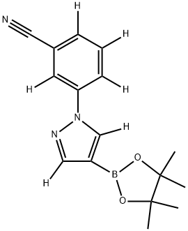 3-(4-(4,4,5,5-tetramethyl-1,3,2-dioxaborolan-2-yl)-1H-pyrazol-1-yl-3,5-d2)benzonitrile-d4 Struktur