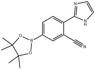 2-(1H-imidazol-2-yl)-5-(4,4,5,5-tetramethyl-1,3,2-dioxaborolan-2-yl)benzonitrile Struktur