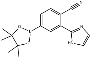 2-(1H-imidazol-2-yl)-4-(4,4,5,5-tetramethyl-1,3,2-dioxaborolan-2-yl)benzonitrile Struktur