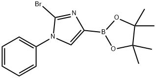 2-bromo-1-phenyl-4-(4,4,5,5-tetramethyl-1,3,2-dioxaborolan-2-yl)-1H-imidazole Struktur