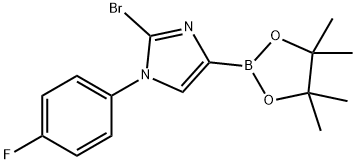 2-bromo-1-(4-fluorophenyl)-4-(4,4,5,5-tetramethyl-1,3,2-dioxaborolan-2-yl)-1H-imidazole Struktur