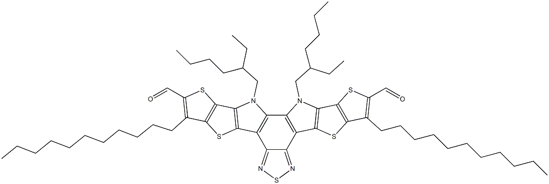 12,13-bis(2-ethylhexyl)-3,9-diundecyl-12,13-dihydro-[1,2,5]thiadiazolo[3,4-e]thieno[2'',3'':4',5']thieno[2',3':4,5]pyrrolo[3,2-g]thieno[2',3':4,5]thieno[3,2-b]indole-2,10-dicarbaldehyde Struktur