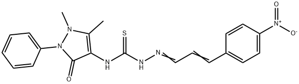 3-{4-nitrophenyl}acrylaldehyde N-(1,5-dimethyl-3-oxo-2-phenyl-2,3-dihydro-1H-pyrazol-4-yl)thiosemicarbazone Struktur