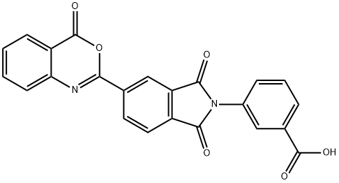 3-[1,3-dioxo-5-(4-oxo-4H-3,1-benzoxazin-2-yl)-1,3-dihydro-2H-isoindol-2-yl]benzoic acid Struktur