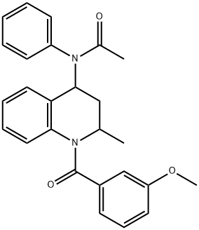 N-[1-(3-methoxybenzoyl)-2-methyl-1,2,3,4-tetrahydro-4-quinolinyl]-N-phenylacetamide Struktur