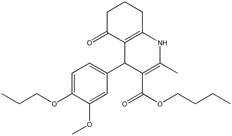 butyl 4-(3-methoxy-4-propoxyphenyl)-2-methyl-5-oxo-1,4,5,6,7,8-hexahydro-3-quinolinecarboxylate Struktur