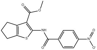 methyl 2-[(4-nitrobenzoyl)amino]-5,6-dihydro-4H-cyclopenta[b]thiophene-3-carboxylate Struktur