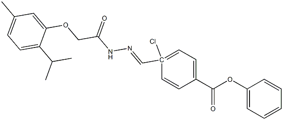 4-[(1Z)-({2-[5-methyl-2-(propan-2-yl)phenoxy]acetamido}imino)methyl]phenyl 4-chlorobenzoate Struktur