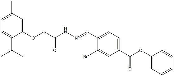 4-[(1Z)-({2-[5-methyl-2-(propan-2-yl)phenoxy]acetamido}imino)methyl]phenyl 3-bromobenzoate Struktur