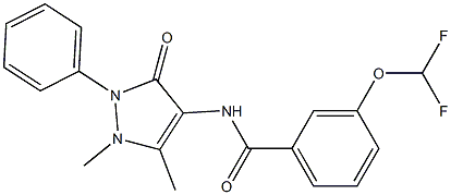 3-(difluoromethoxy)-N-(1,5-dimethyl-3-oxo-2-phenyl-2,3-dihydro-1H-pyrazol-4-yl)benzamide Struktur