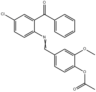 4-{[(2-benzoyl-4-chlorophenyl)imino]methyl}-2-methoxyphenyl acetate Struktur