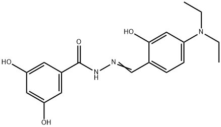 N'-[4-(diethylamino)-2-hydroxybenzylidene]-3,5-dihydroxybenzohydrazide Struktur