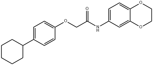 2-(4-cyclohexylphenoxy)-N-(2,3-dihydro-1,4-benzodioxin-6-yl)acetamide Struktur