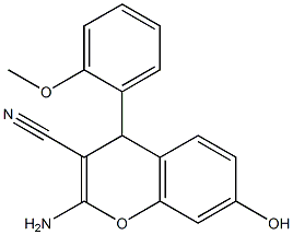 2-amino-7-hydroxy-4-(2-methoxyphenyl)-4H-chromene-3-carbonitrile Struktur