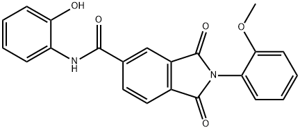 N-(2-hydroxyphenyl)-2-(2-methoxyphenyl)-1,3-dioxo-5-isoindolinecarboxamide Struktur