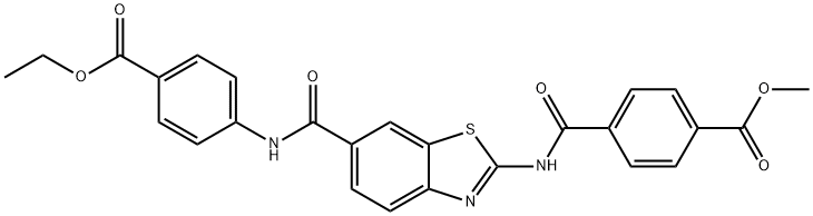 methyl 4-{[(6-{[4-(ethoxycarbonyl)anilino]carbonyl}-1,3-benzothiazol-2-yl)amino]carbonyl}benzoate Struktur