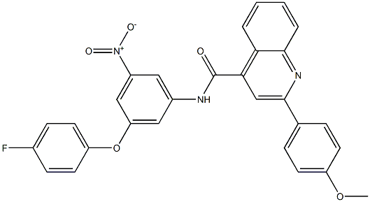 N-{3-[(4-fluorophenyl)oxy]-5-nitrophenyl}-2-[4-(methyloxy)phenyl]quinoline-4-carboxamide Struktur