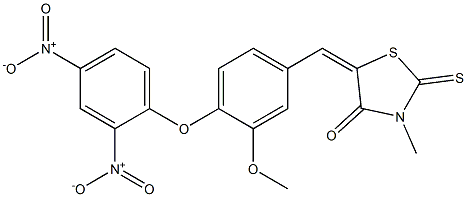 5-(4-{2,4-bisnitrophenoxy}-3-methoxybenzylidene)-3-methyl-2-thioxo-1,3-thiazolidin-4-one Struktur