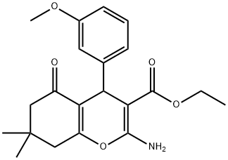 ethyl 2-amino-4-(3-methoxyphenyl)-7,7-dimethyl-5-oxo-5,6,7,8-tetrahydro-4H-chromene-3-carboxylate Struktur